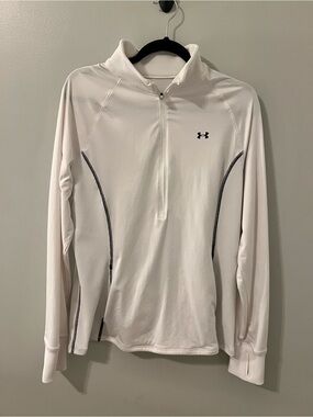 Under Armour White Long-Sleeve 1/2 Zip Performance Top
